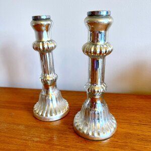 3 For $25 Silver Colour Antique Finish Candlesticks